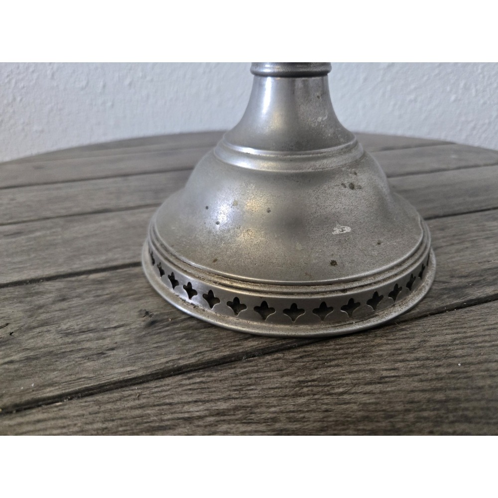 Antique 1900's Nickel Plated Oil Table Lamp Base Only - Picture 5 of 12